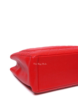 Chanel Red Quilted Caviar Leather Grand Shopping Tote Bag SHW