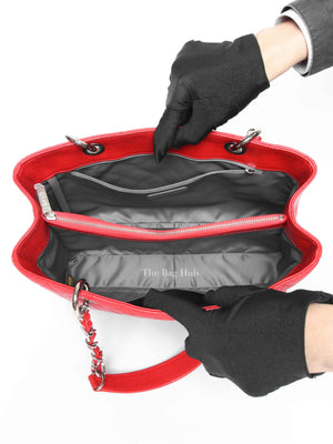Chanel Red Quilted Caviar Leather Grand Shopping Tote Bag SHW