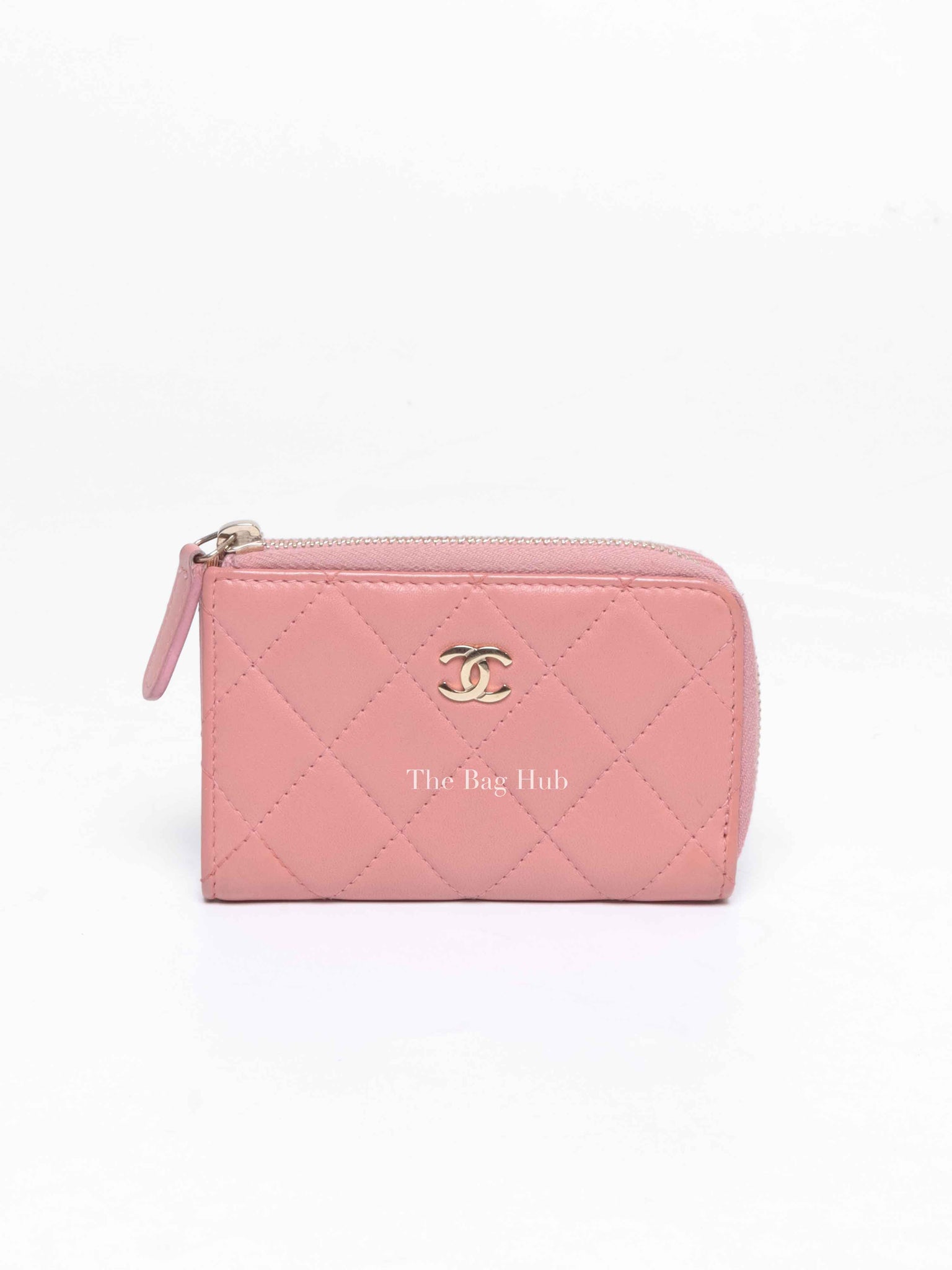 Chanel Pink Quilted Zipped Key Holder Case GHW