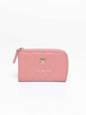 Chanel Pink Quilted Zipped Key Holder Case GHW