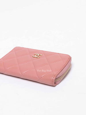Chanel Pink Quilted Zipped Key Holder Case GHW