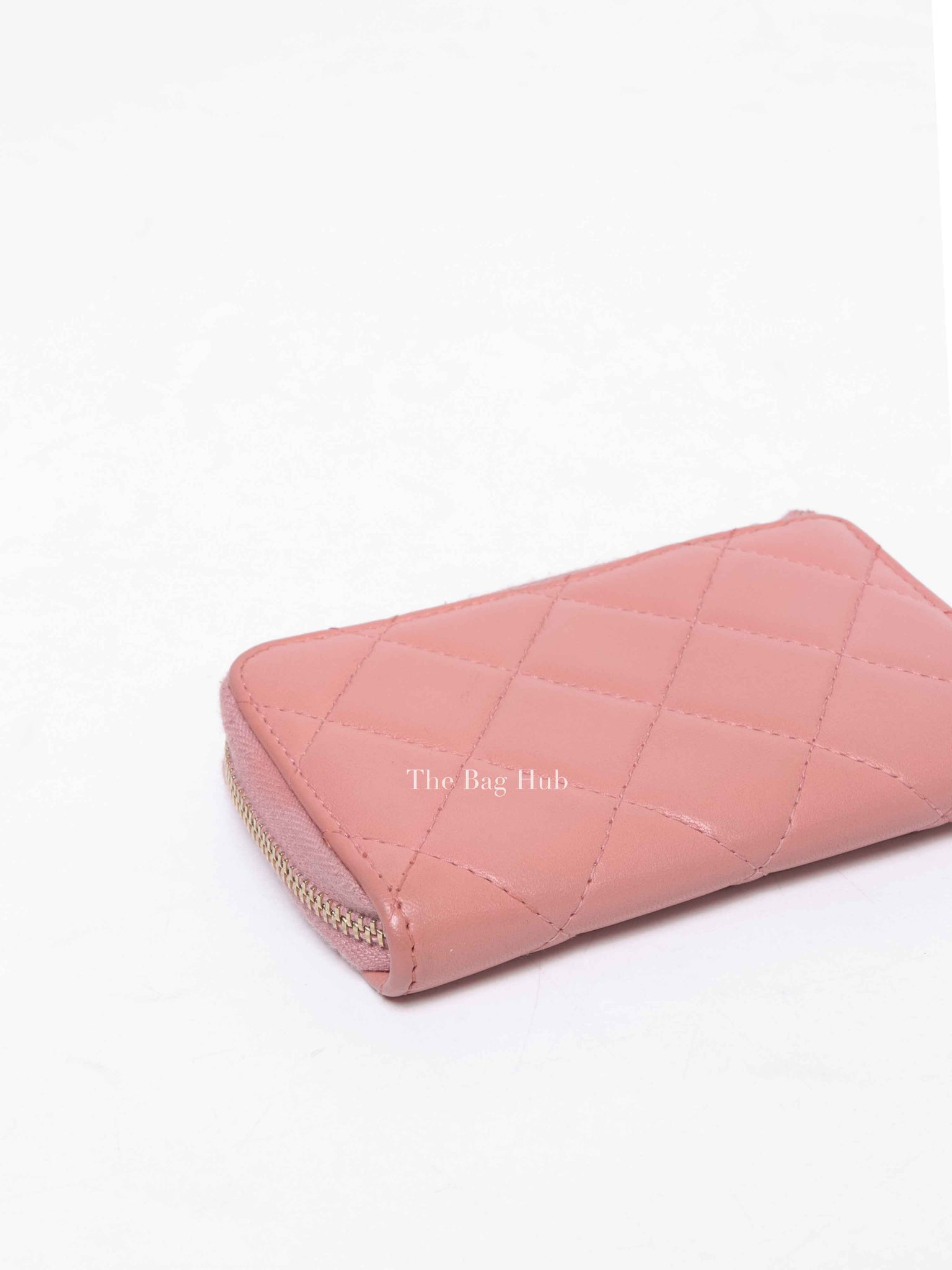 Chanel Pink Quilted Zipped Key Holder Case GHW