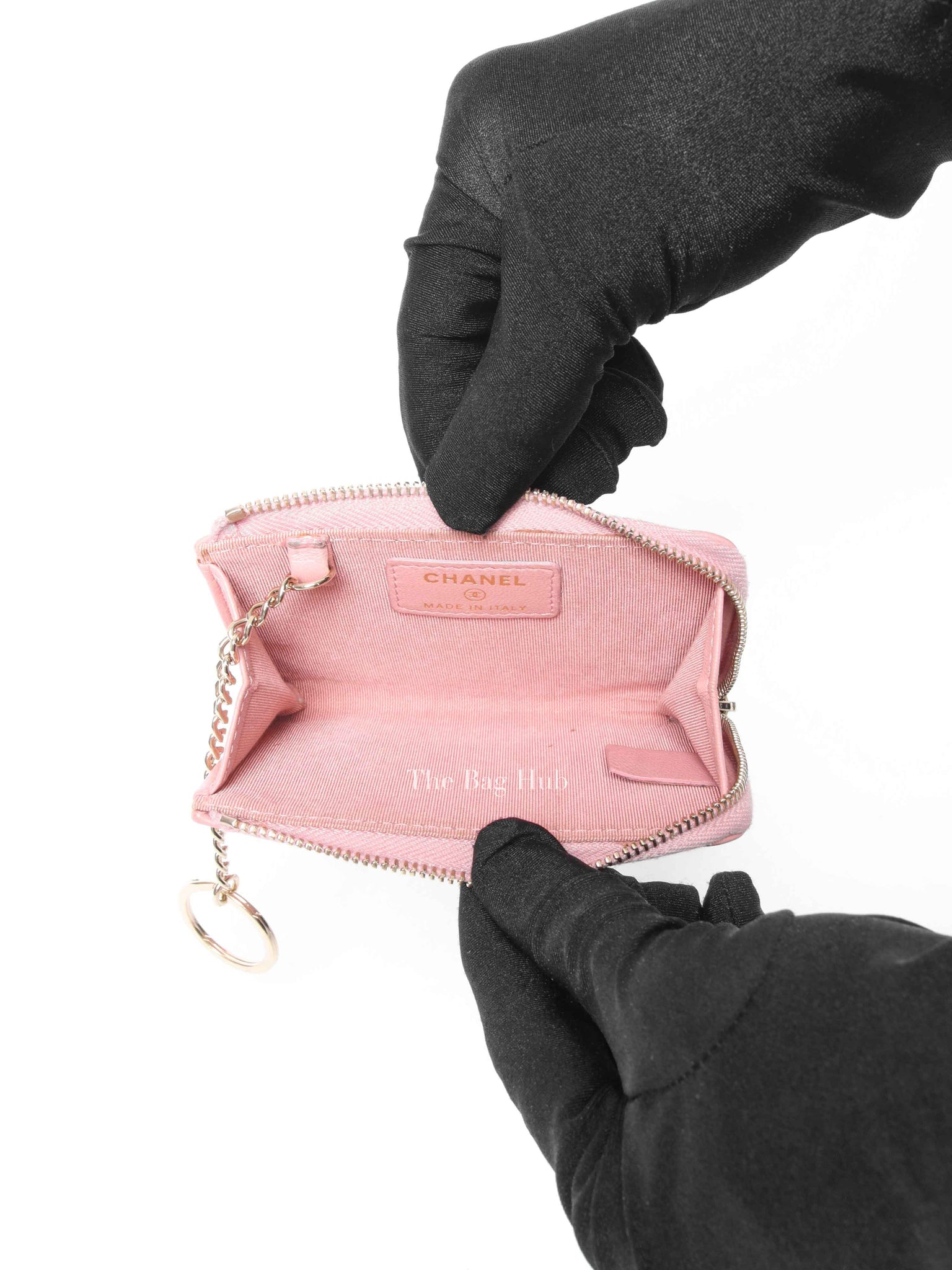 Chanel Pink Quilted Zipped Key Holder Case GHW