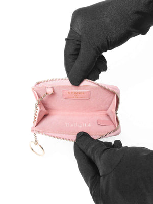Chanel Pink Quilted Zipped Key Holder Case GHW