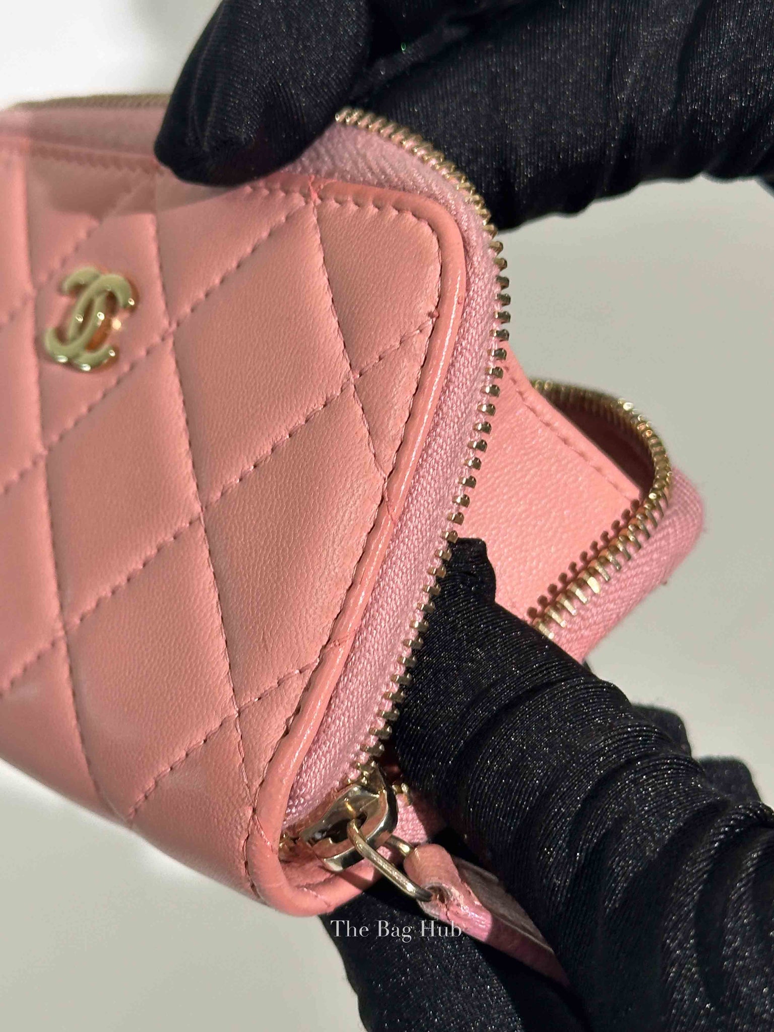 Chanel Pink Quilted Zipped Key Holder Case GHW