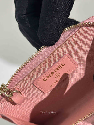 Chanel Pink Quilted Zipped Key Holder Case GHW
