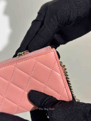 Chanel Pink Quilted Zipped Key Holder Case GHW