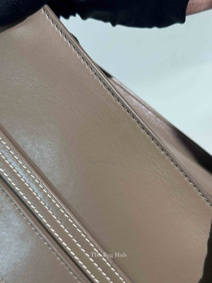 Chloe Taupe Leather Woody Embroidered Medium Tote Bag