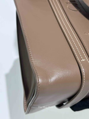 Chloe Taupe Leather Woody Embroidered Medium Tote Bag