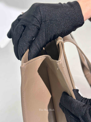 Chloe Taupe Leather Woody Embroidered Medium Tote Bag