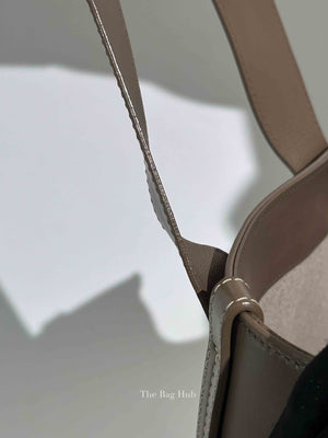 Chloe Taupe Leather Woody Embroidered Medium Tote Bag