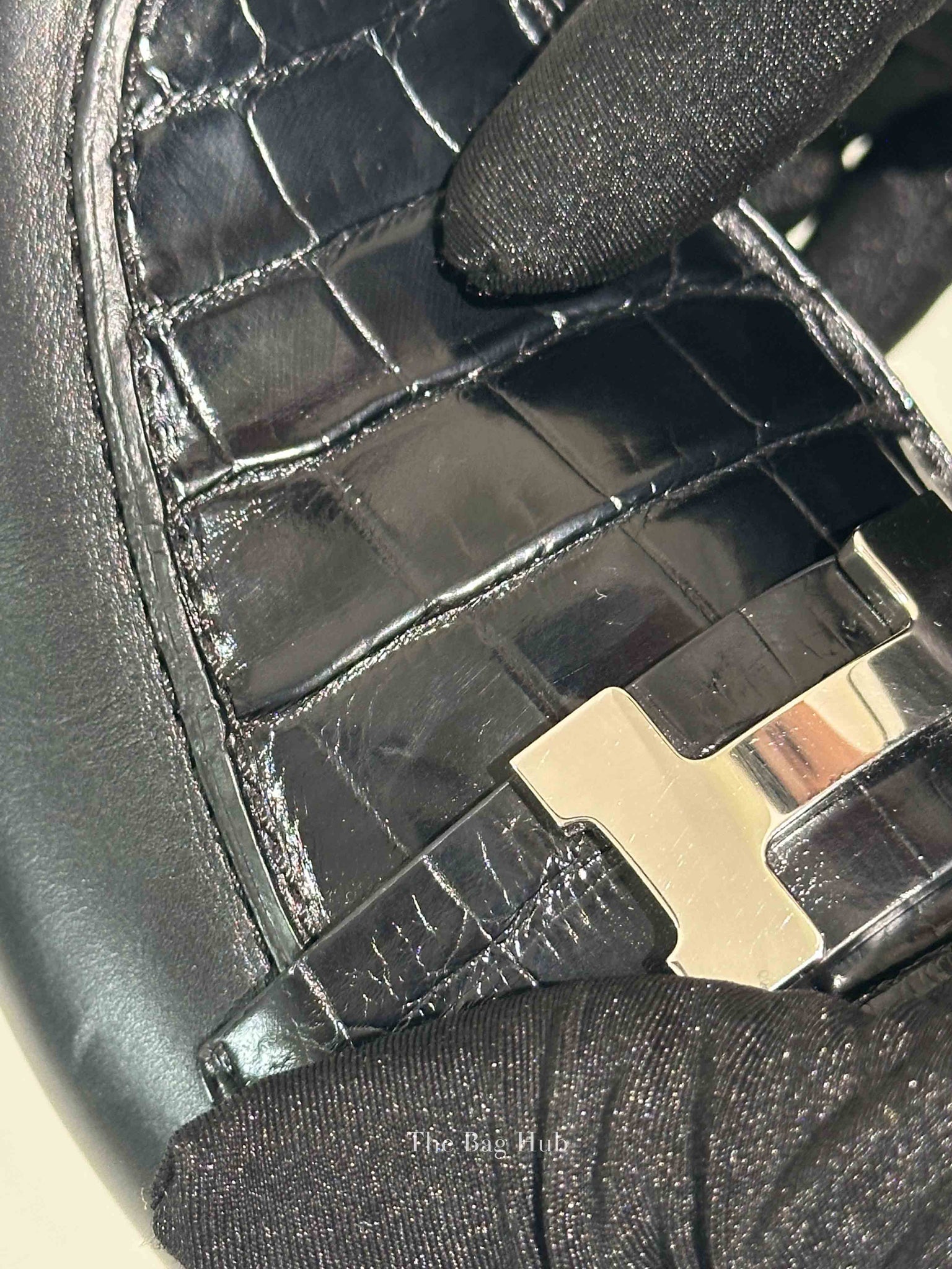 Hermes Black Croc Embossed Trocadero Mules Size 35