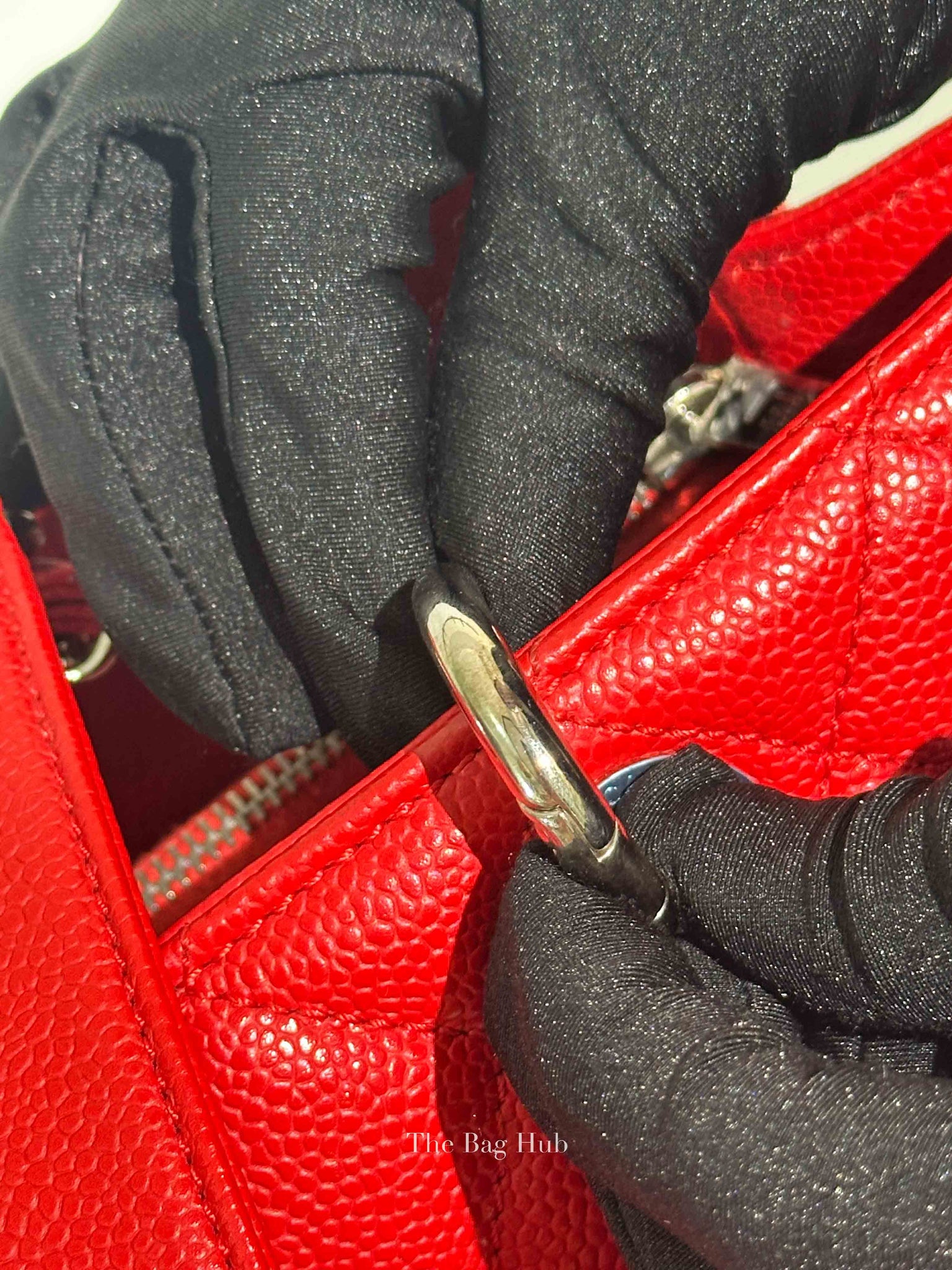 Chanel Red Quilted Caviar Leather Grand Shopping Tote Bag SHW