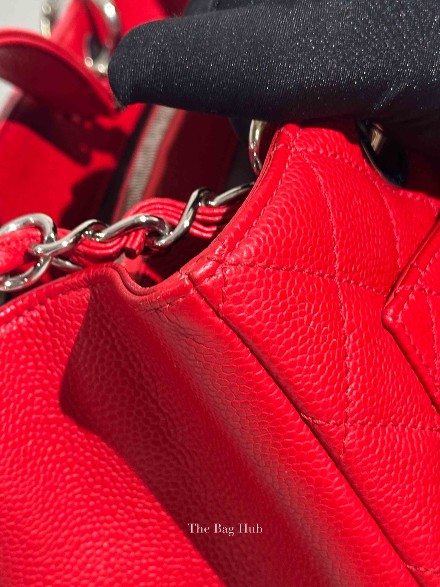 Chanel Red Quilted Caviar Leather Grand Shopping Tote Bag SHW
