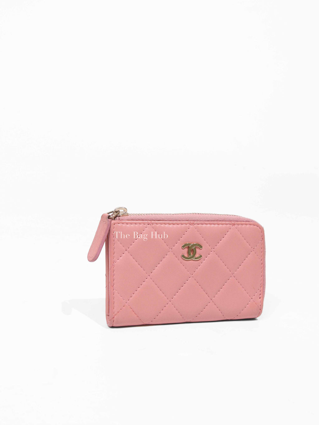 Chanel Pink Quilted Zipped Key Holder Case GHW