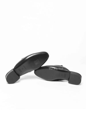 Hermes Black Croc Embossed Trocadero Mules Size 35