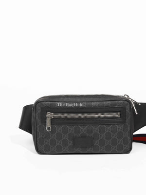 Gucci Black/Grey GG Supreme Web Belt Bag
