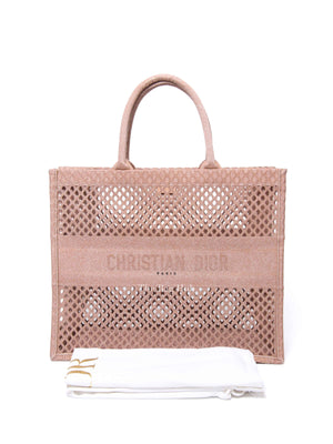 Dior Pink Mesh Embroidered Large Book Tote
