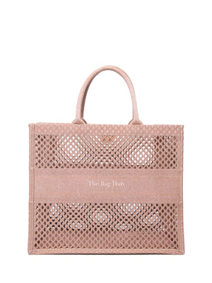 Dior Pink Mesh Embroidered Large Book Tote