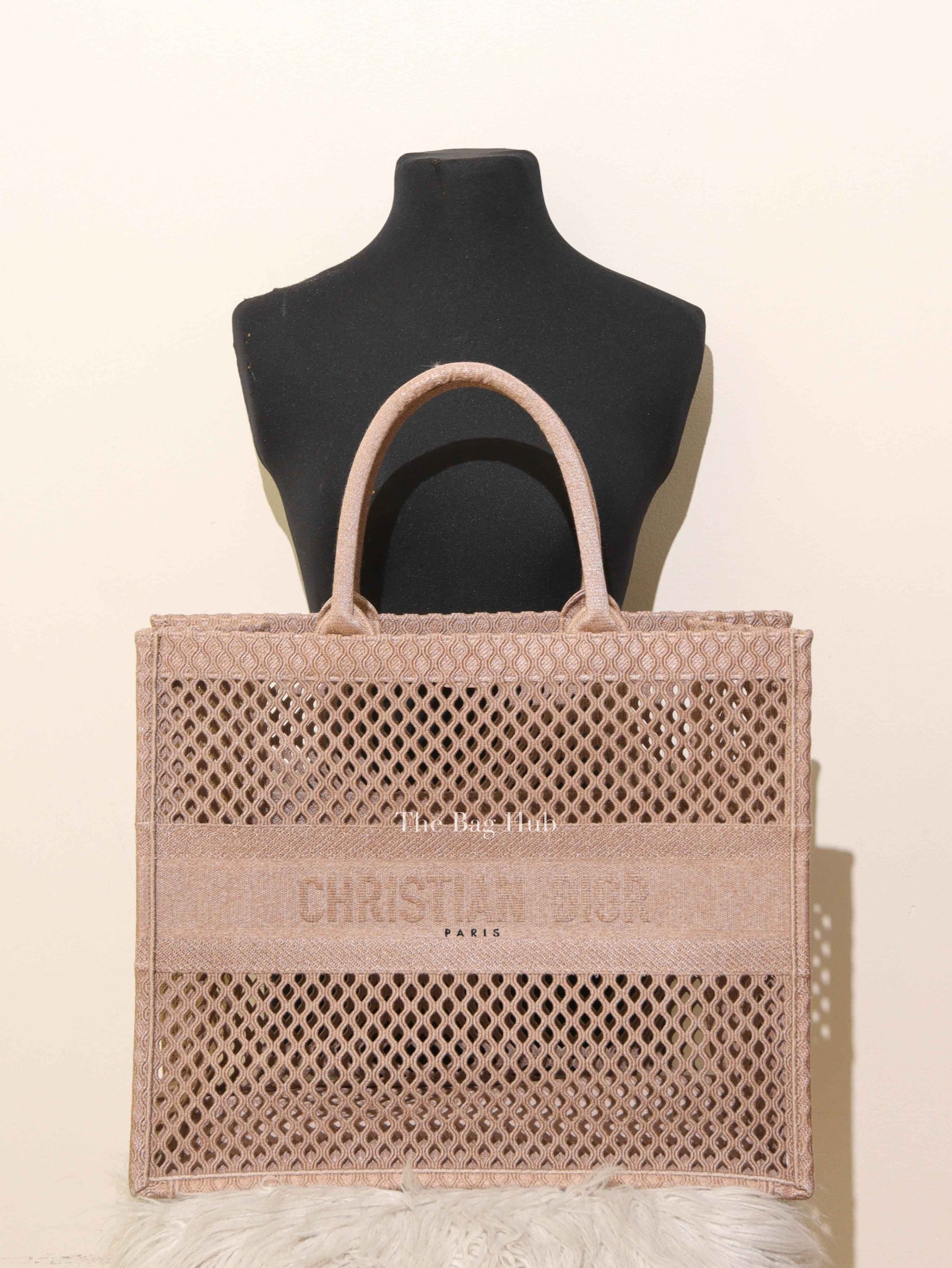 Dior Pink Mesh Embroidered Large Book Tote
