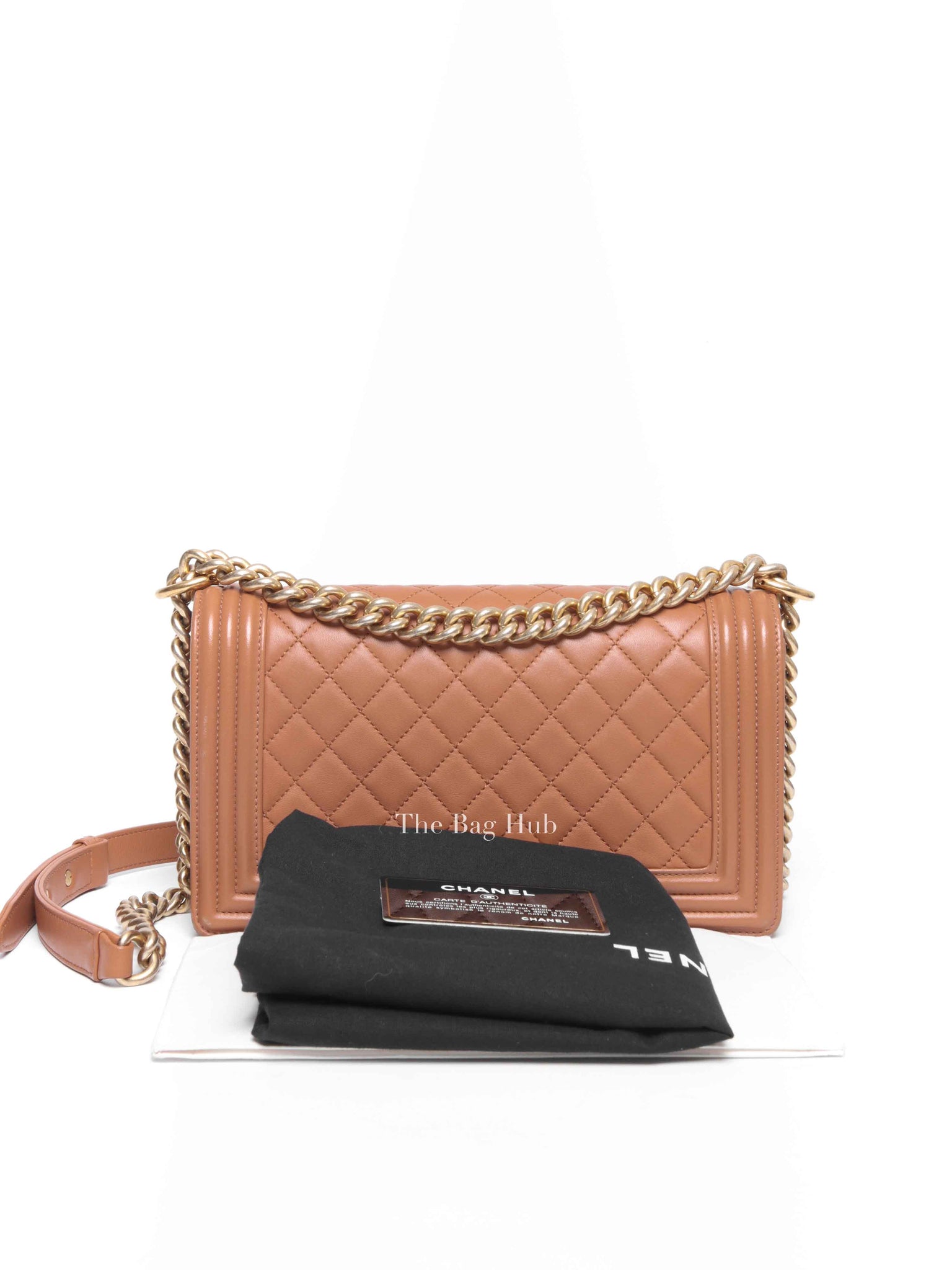 Chanel Camel Quilted Lambskin Old Medium Le Boy GHW
