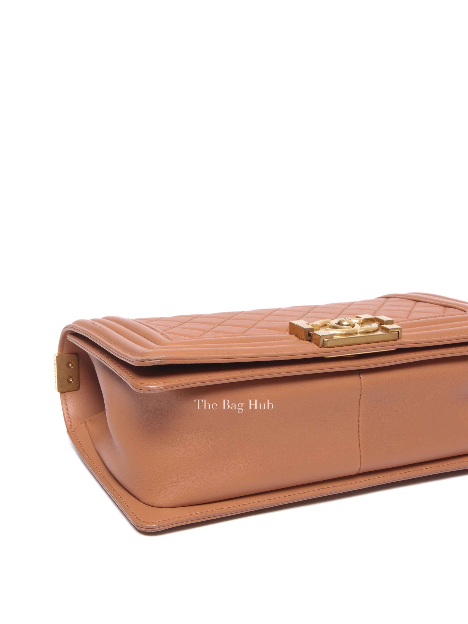 Chanel Camel Quilted Lambskin Old Medium Le Boy GHW