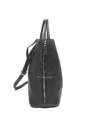 Prada Black Vitello Daino Leather Side Zip Shopping Tote BAG BN2419