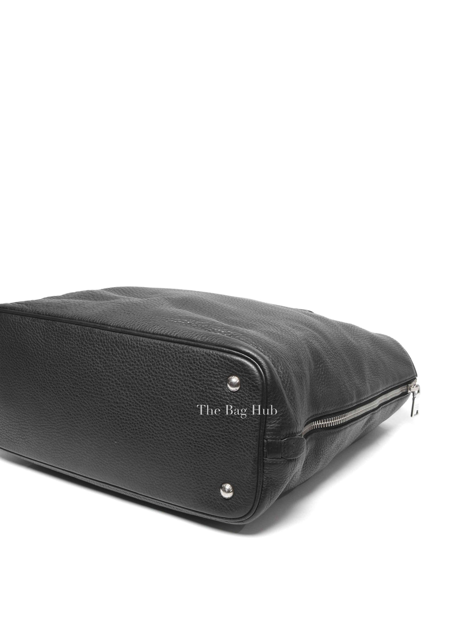 Prada Black Vitello Daino Leather Side Zip Shopping Tote BAG BN2419