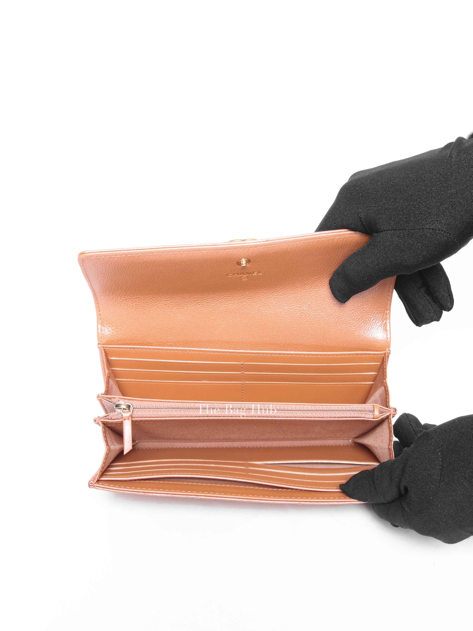 Chanel Metallic Light Brown Quilted Caviar Leather Boy Wallet