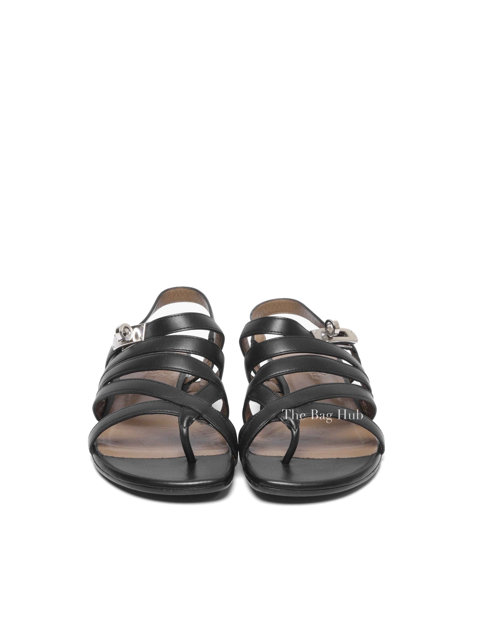Hermes Black Leather Transat Sandals Size 36