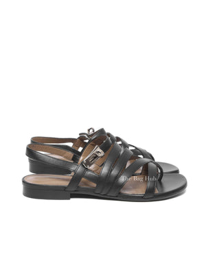 Hermes Black Leather Transat Sandals Size 36