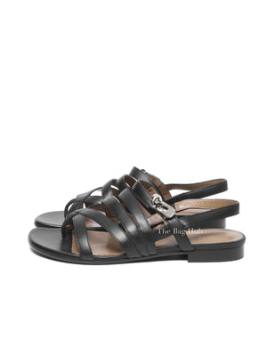 Hermes Black Leather Transat Sandals Size 36