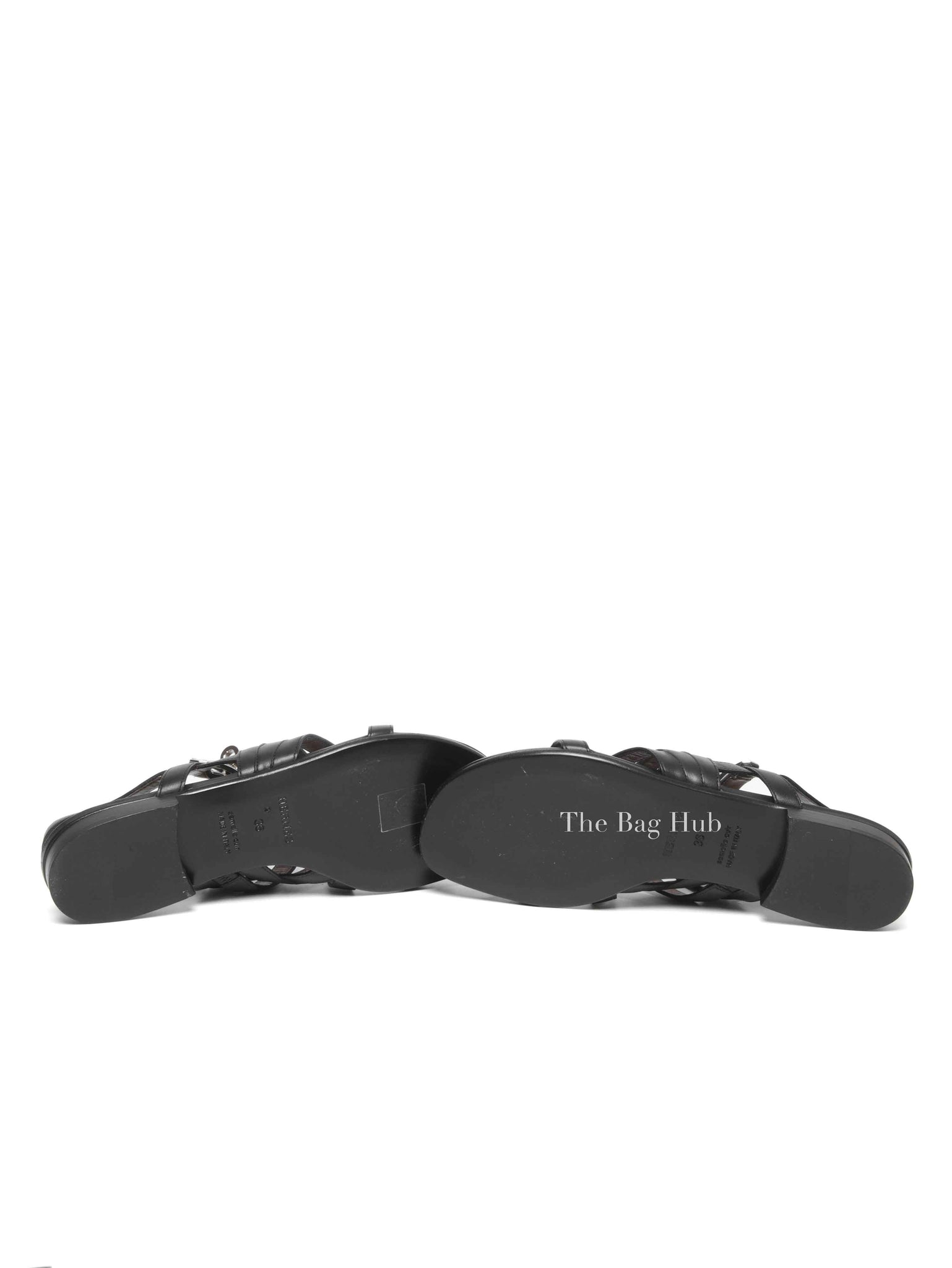 Hermes Black Leather Transat Sandals Size 36