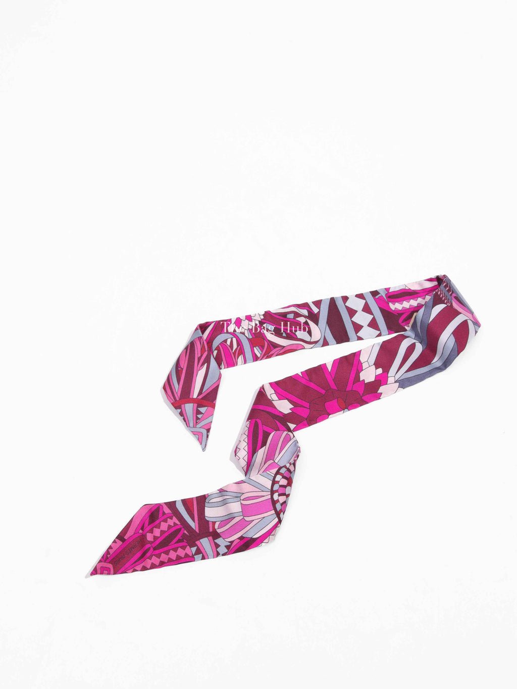 Hermes Fuchsia/Grenat/Gris Silk Les Flots Du Chival Twilly