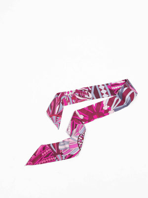 Hermes Fuchsia/Grenat/Gris Silk Les Flots Du Chival Twilly