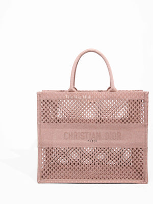 Dior Pink Mesh Embroidered Large Book Tote