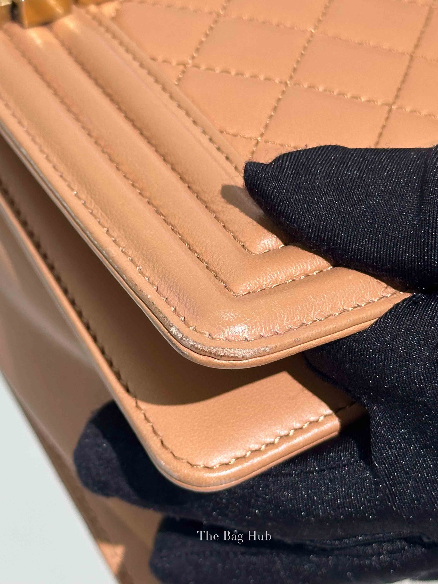 Chanel Camel Quilted Lambskin Old Medium Le Boy GHW