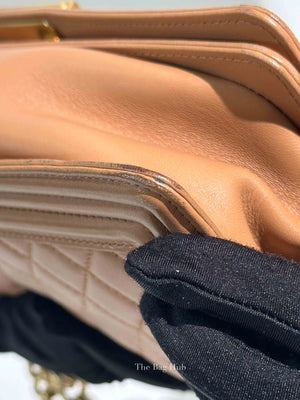 Chanel Camel Quilted Lambskin Old Medium Le Boy GHW
