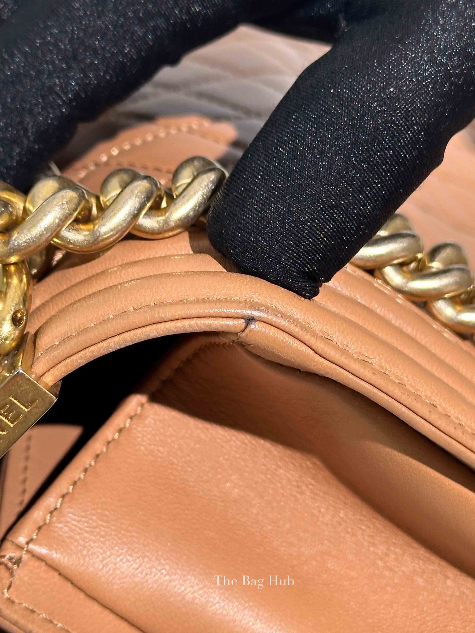 Chanel Camel Quilted Lambskin Old Medium Le Boy GHW
