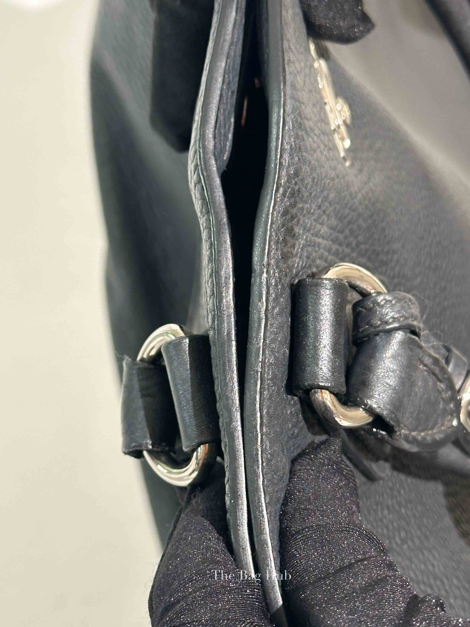 Prada Black Vitello Daino Leather Side Zip Shopping Tote BAG BN2419