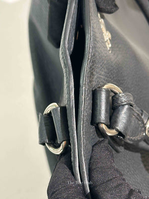 Prada Black Vitello Daino Leather Side Zip Shopping Tote BAG BN2419