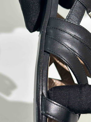 Hermes Black Leather Transat Sandals Size 36