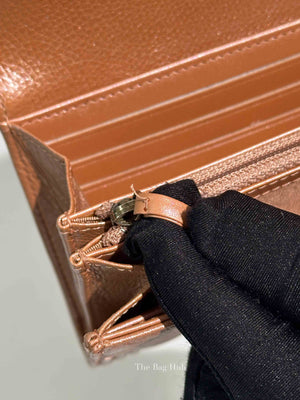 Chanel Metallic Light Brown Quilted Caviar Leather Boy Wallet