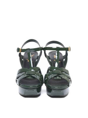 Saint Laurent Dark Green Patent Tribute Sandals Size 36.5