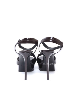 Saint Laurent Plum Patent Leather Bianca Platform Sandals Size 37