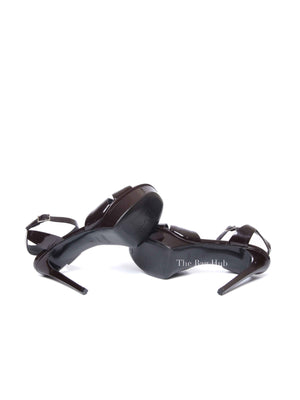 Saint Laurent Plum Patent Leather Bianca Platform Sandals Size 37