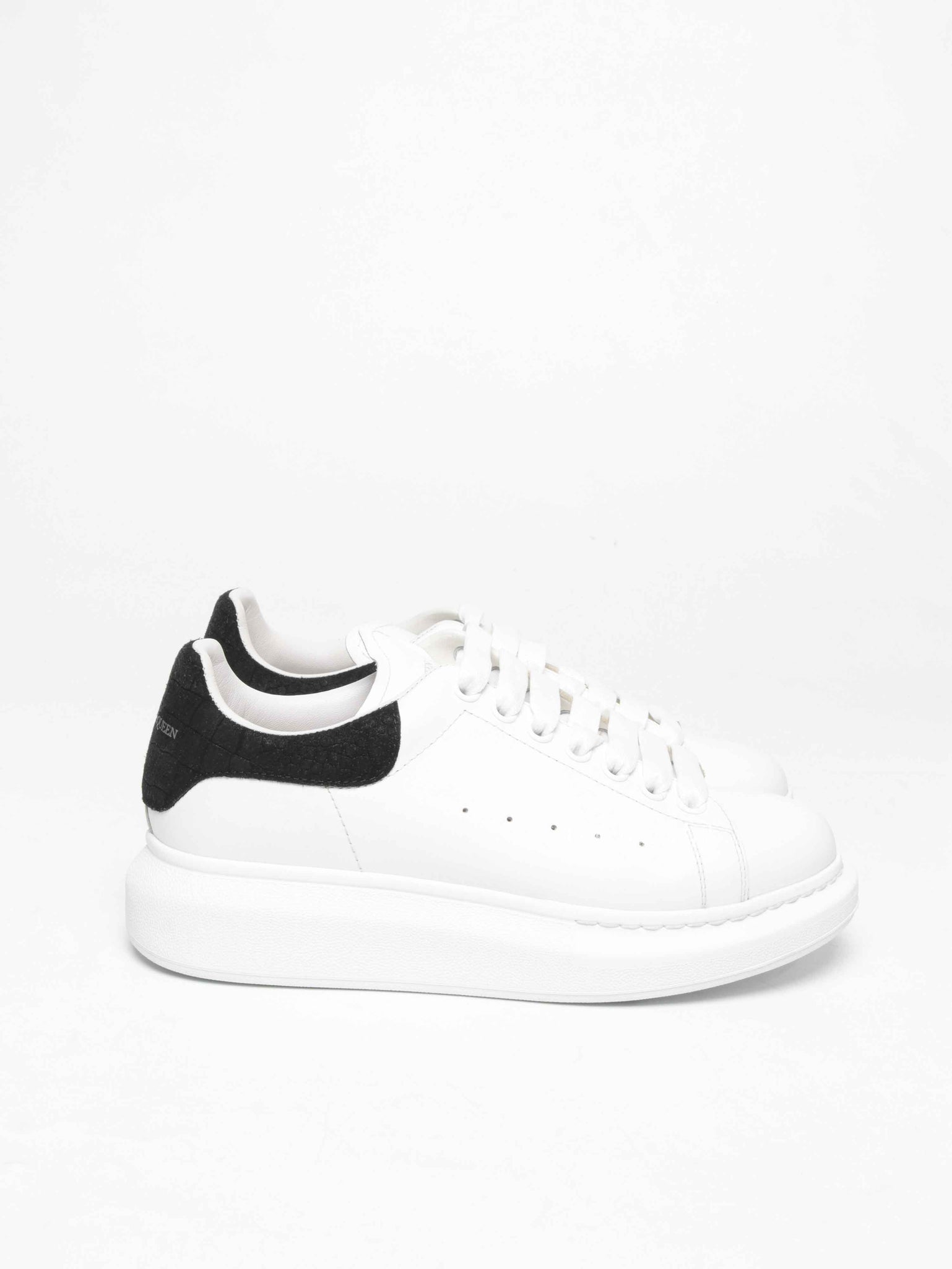 Alexander McQueen White/Black Croc Suede/Leather Oversized Sneakers Size 39.5 D