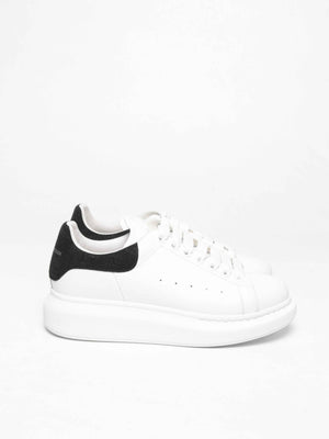 Alexander McQueen White/Black Croc Suede/Leather Oversized Sneakers Size 39.5 D