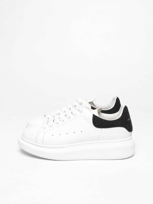 Alexander McQueen White/Black Croc Suede/Leather Oversized Sneakers Size 39.5 D