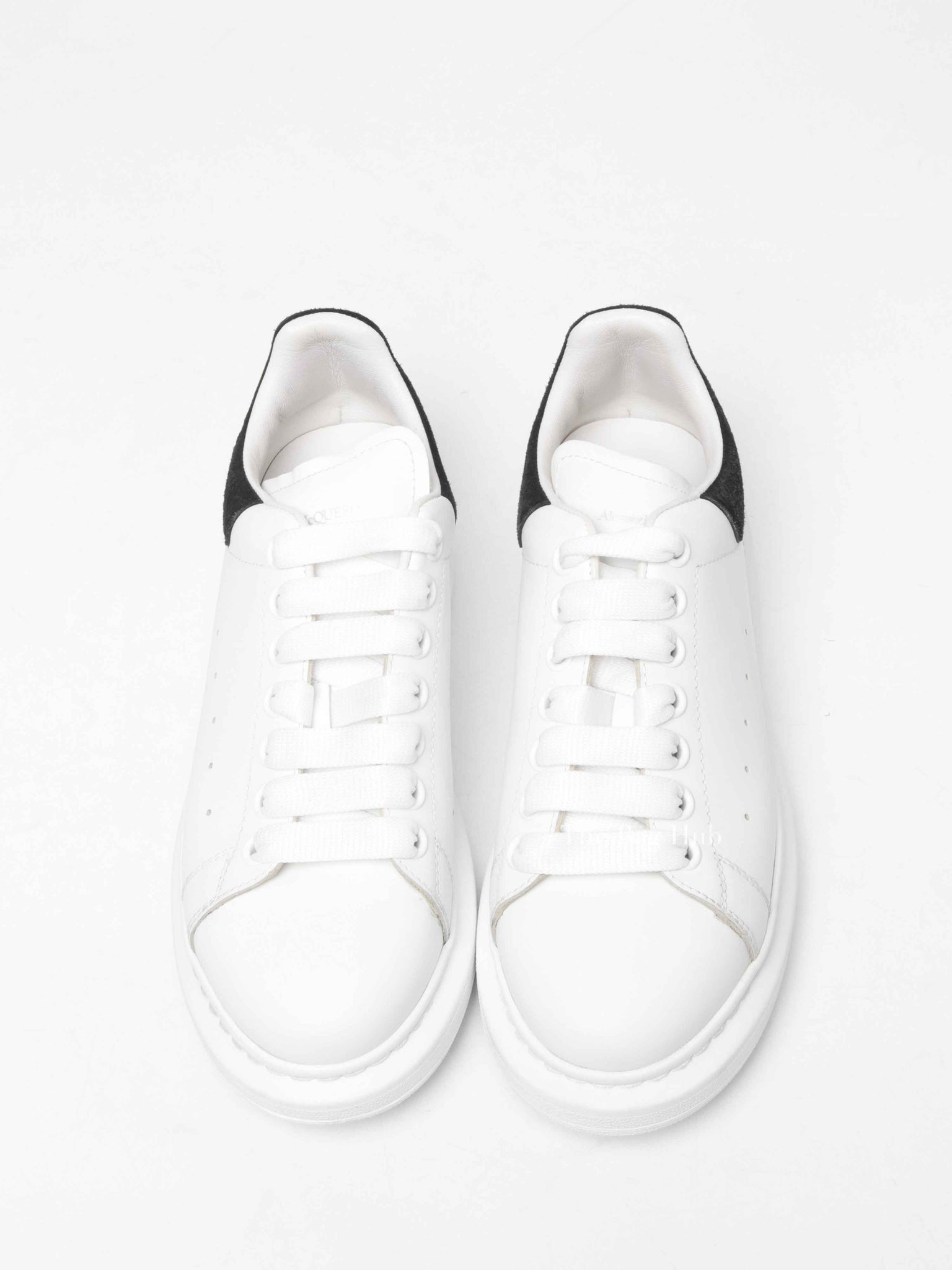 Alexander McQueen White/Black Croc Suede/Leather Oversized Sneakers Size 39.5 D